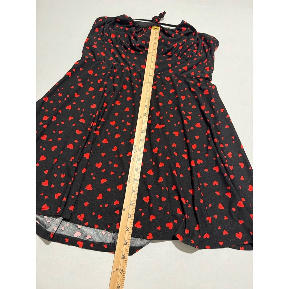 Lily Rose Black Dress w/Red Hearts, Tie Up Shoulders, women's XXL - Picture 3 of 5